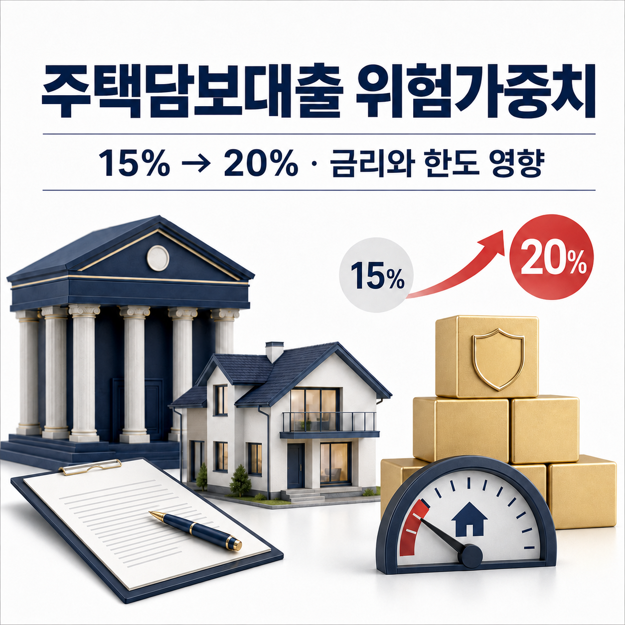 주택담보대출 위험가중치 15%에서 20% 상향과 금리 및 한도 영향